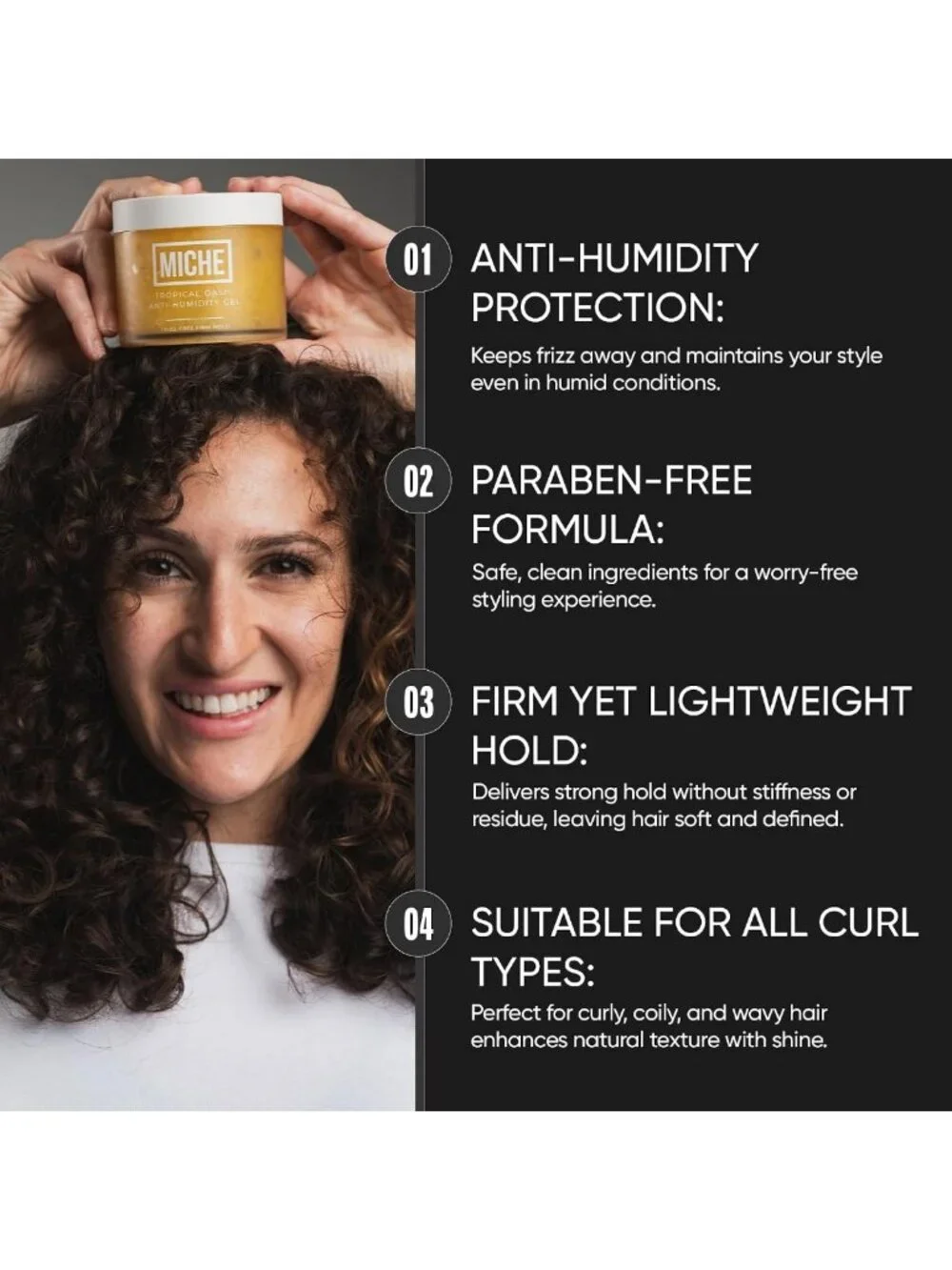 Frizz-Free Strong Hold Hair Gel for All Curl Types - Anti-Humidity, 8.8 oz